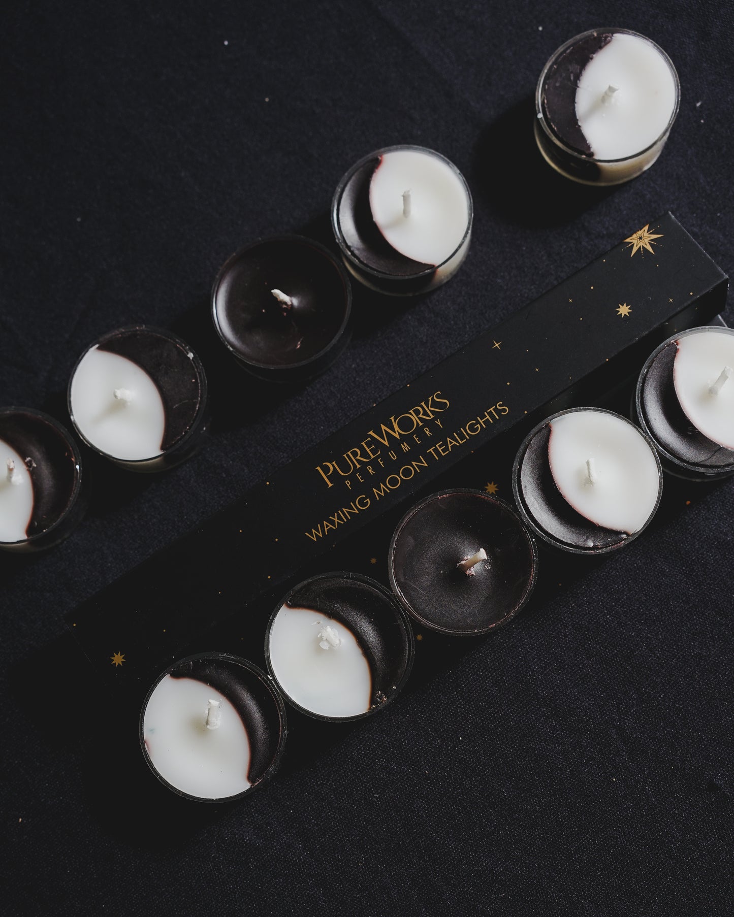 Pack 5 Velas 'Moon Phases' - Ritual de Fases Lunares (Tea Lights)