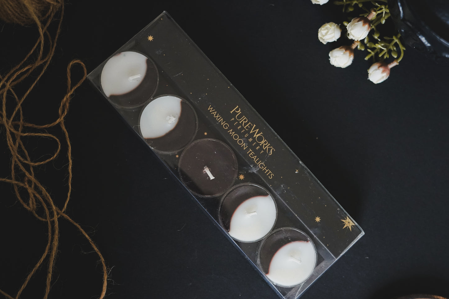 Pack 5 Velas 'Moon Phases' - Ritual de Fases Lunares (Tea Lights)