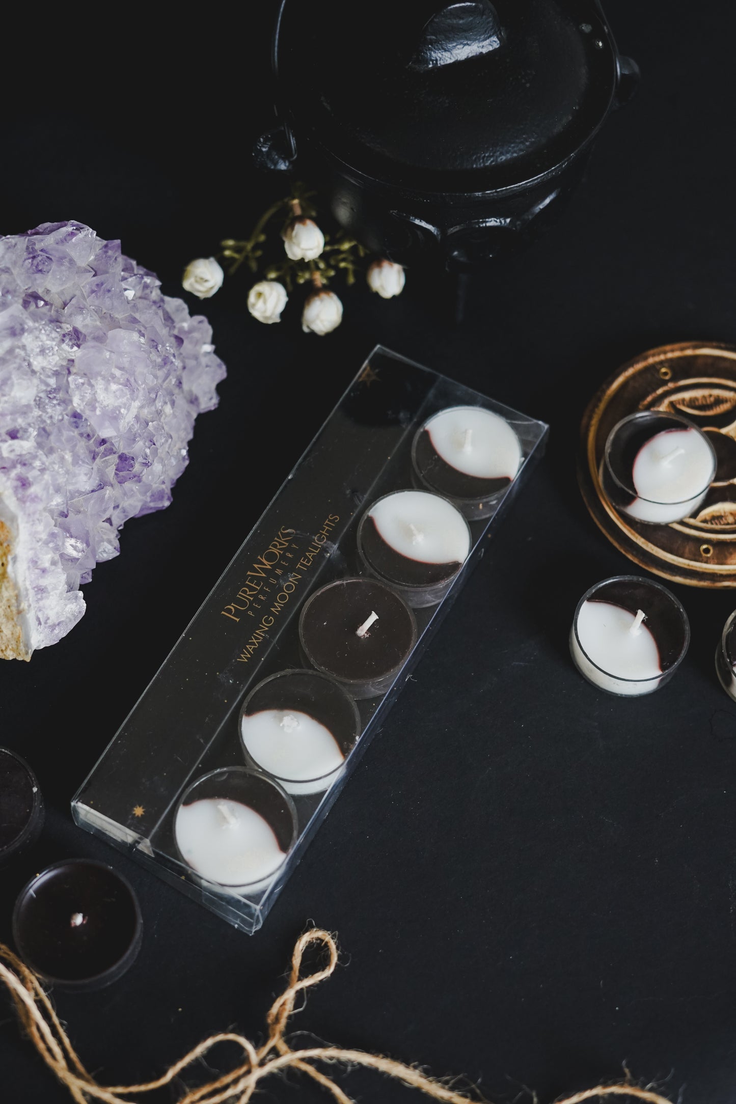 Pack 5 Velas 'Moon Phases' - Ritual de Fases Lunares (Tea Lights)