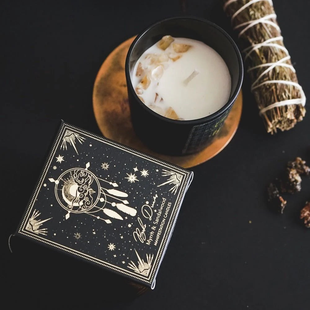 Vela Esotérica Mediana con Cristal Real (120g) - Magia Cotidiana