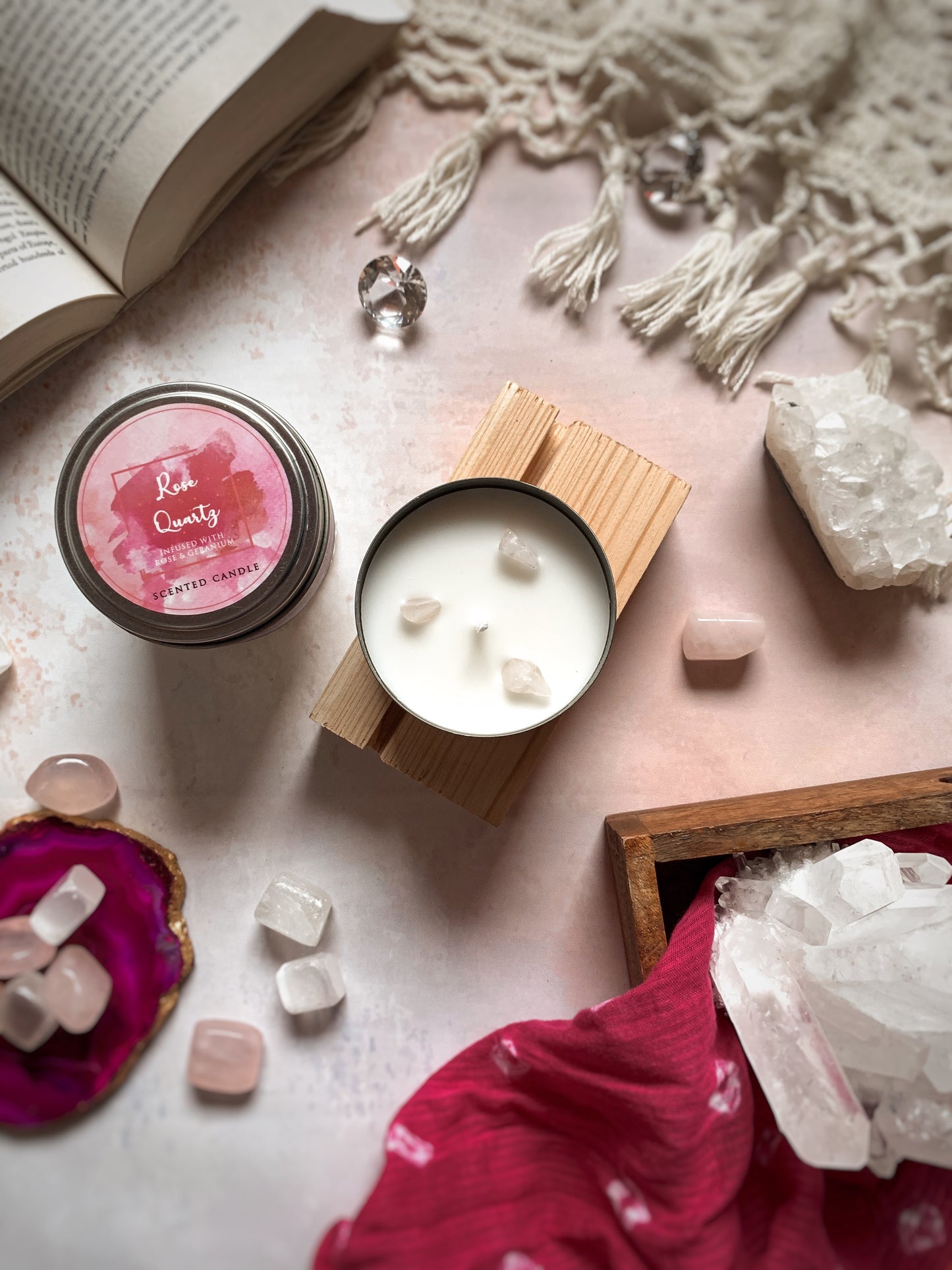 Vela Aromática 'Healing Stones' con Cristales Reales (80g)