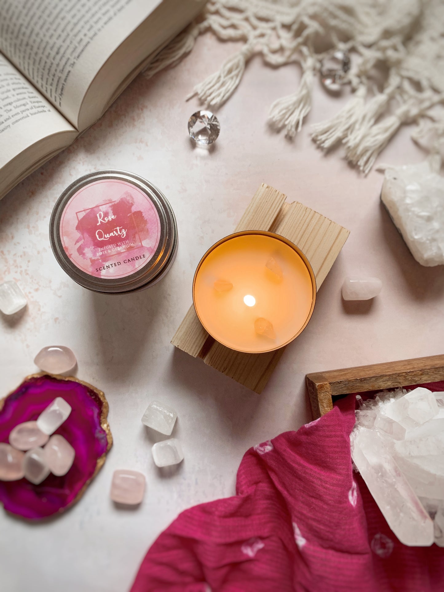 Vela Aromática 'Healing Stones' con Cristales Reales (80g)