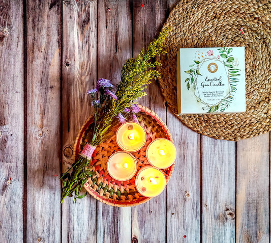 Set de 4 Velas 'Healing Stones' con Cristales Reales - Caja de Regalo de Lujo