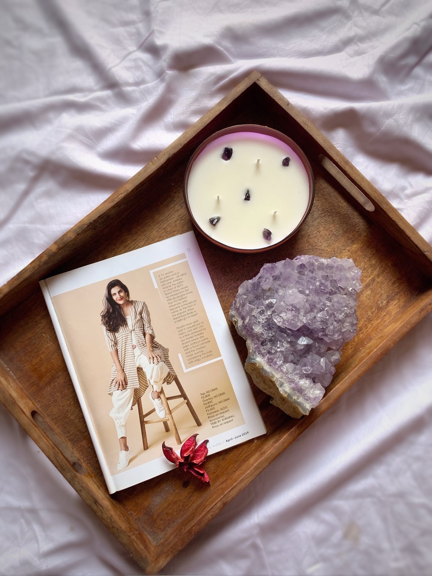 Vela Healing Stones: Bowl de Vidrio con Cuarzos Reales (200g)