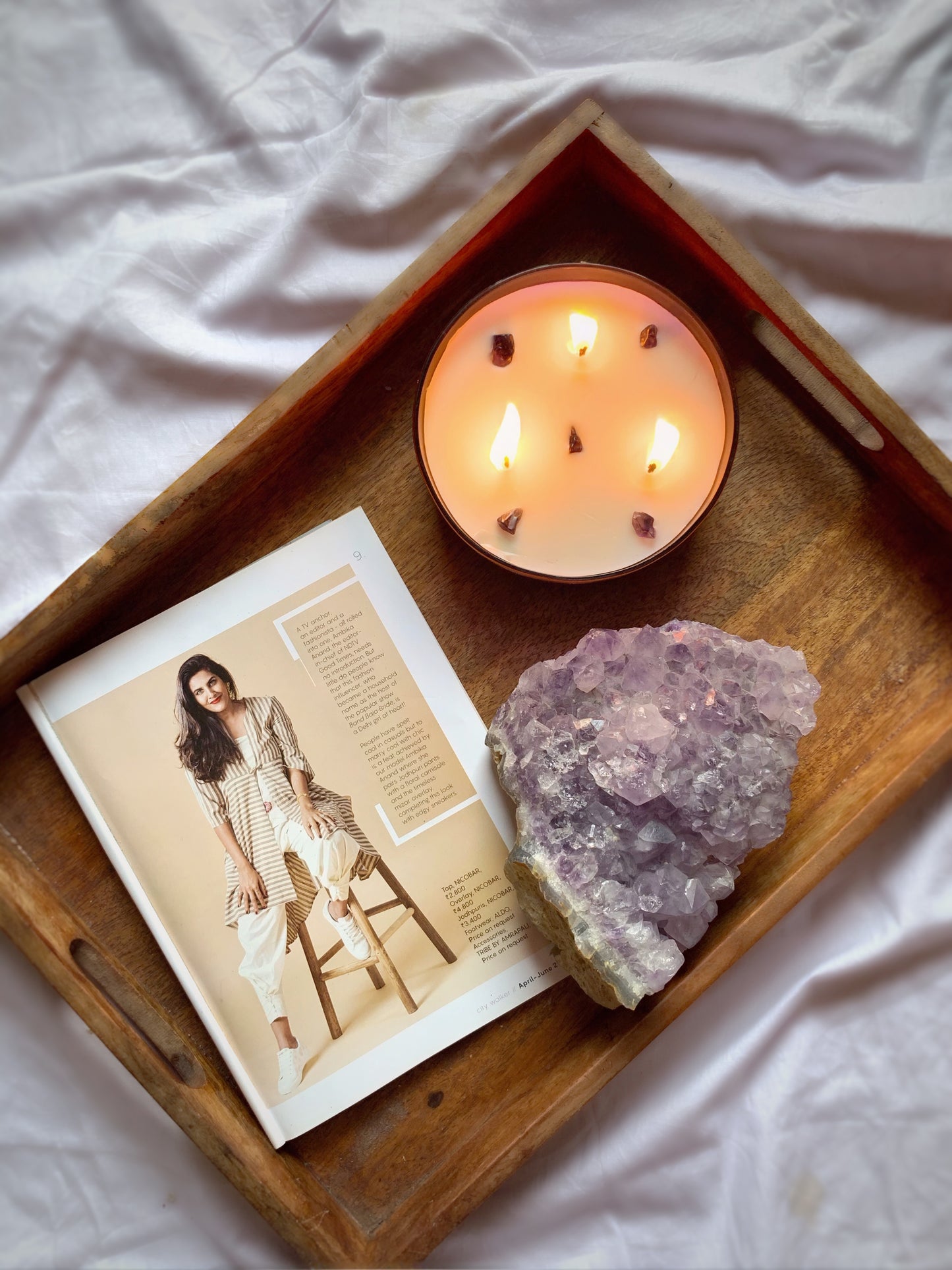 Vela Healing Stones: Bowl de Vidrio con Cuarzos Reales (200g)
