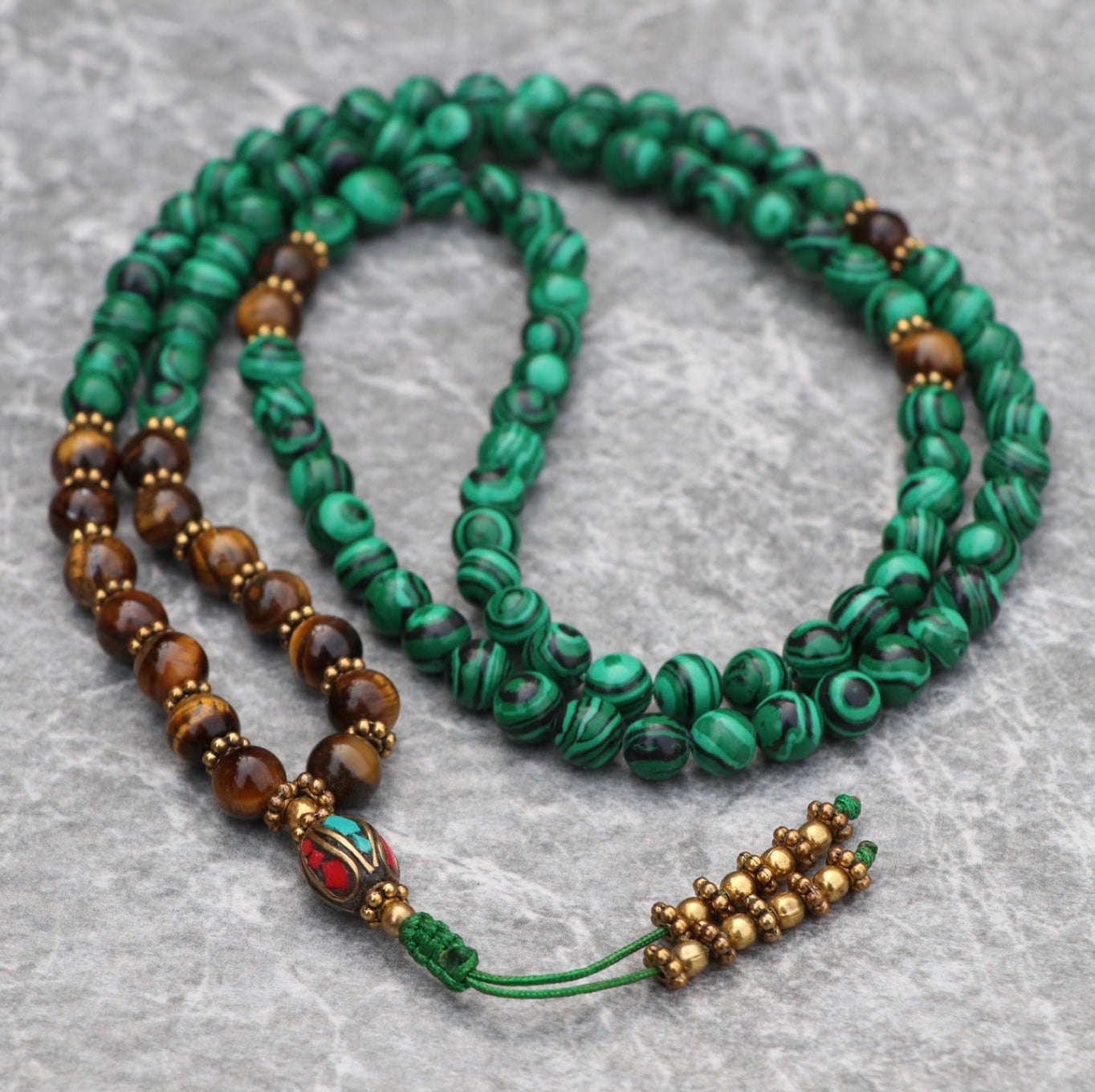 Collar Ojo de Tigre & Malaquita – Transformación & Protección - Buddha Stones