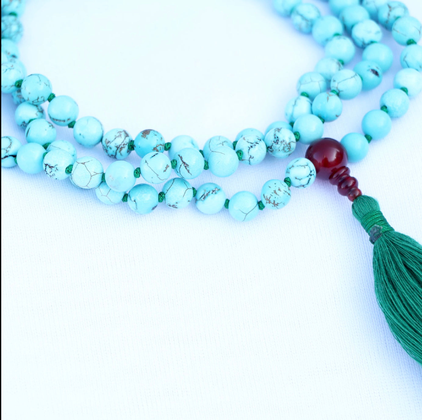 Collar Mala de Turquesa con Borla – Piedra de Comunicación y Amor - Buddha Stones