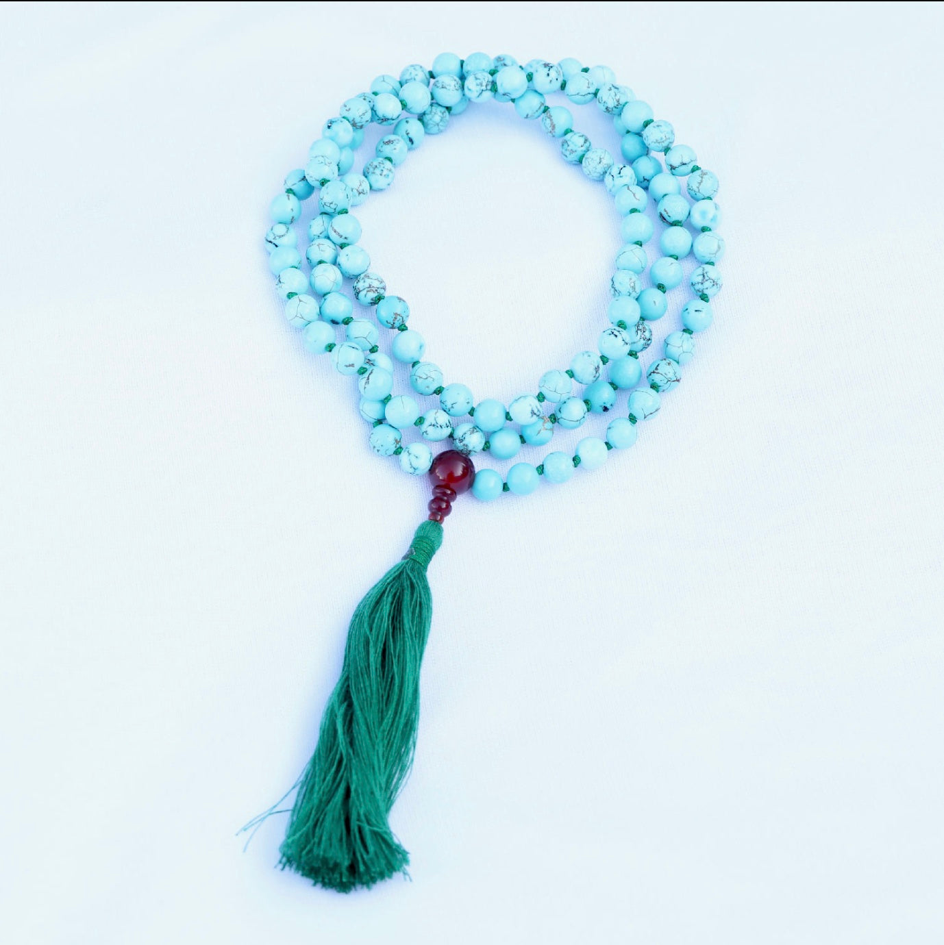 Collar Mala de Turquesa con Borla – Piedra de Comunicación y Amor - Buddha Stones