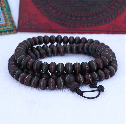 Collar Mala de Semillas de Bodhi Nepalesas con Incrustaciones – Sabiduría y Protección - Buddha Stones