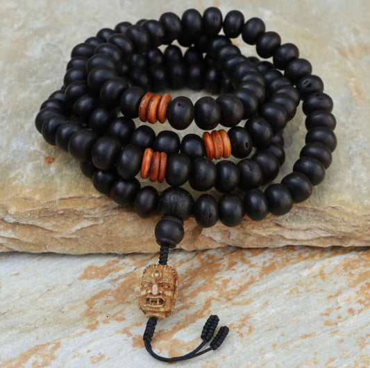 Collar Mala de Semillas de Bodhi con Cuentas de Mahakala – Sabiduría y Protección Sagrada - Buddha Stones