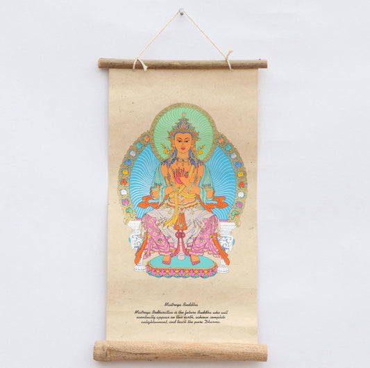 Decoración de Pared Maitreya Buddha en Papel Lokta - Samana Deco
