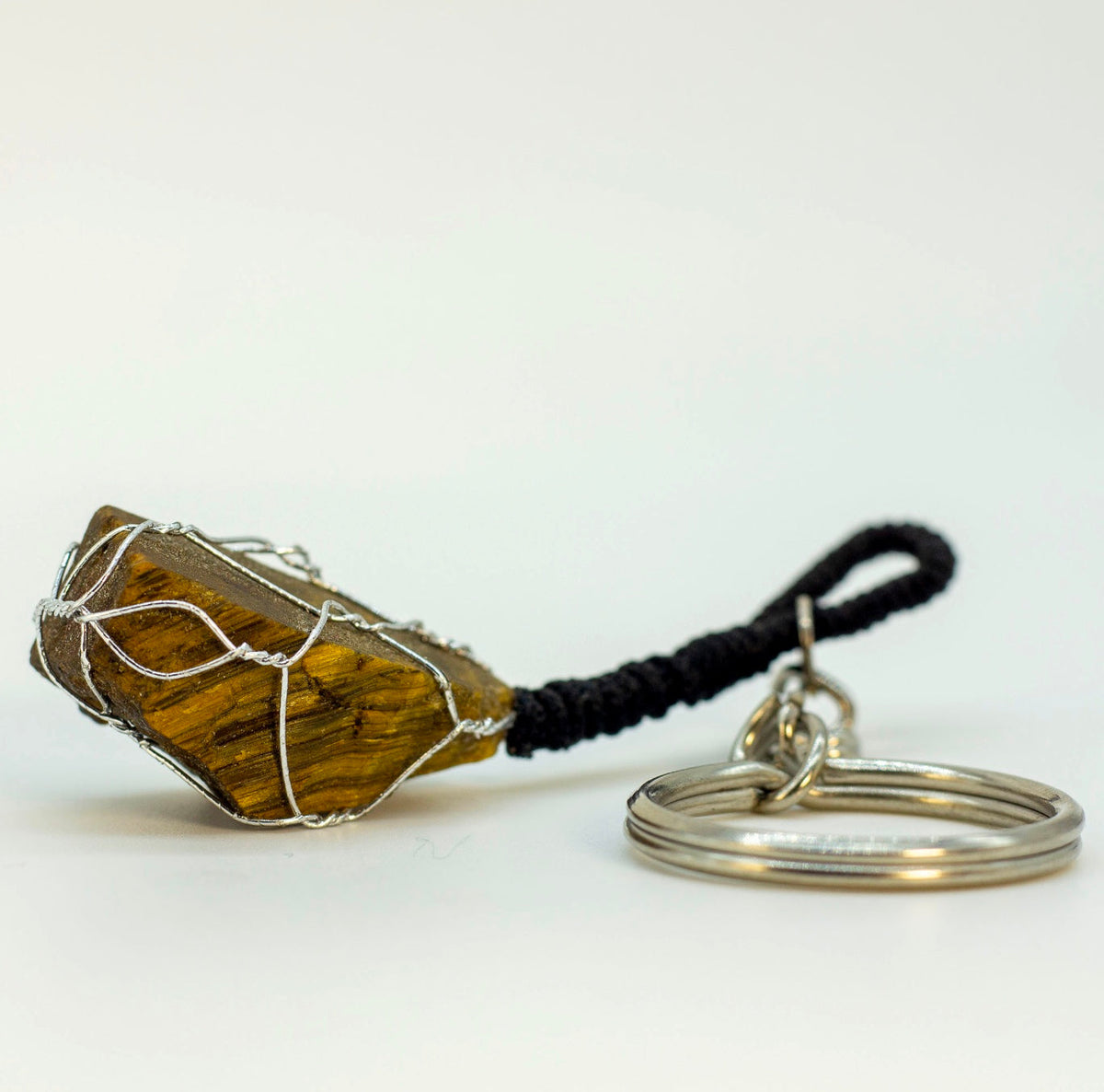 Llavero de Piedra Natural Tiger Eye (Ojo de Tigre en Bruto) - Confianza & Coraje – foto 2