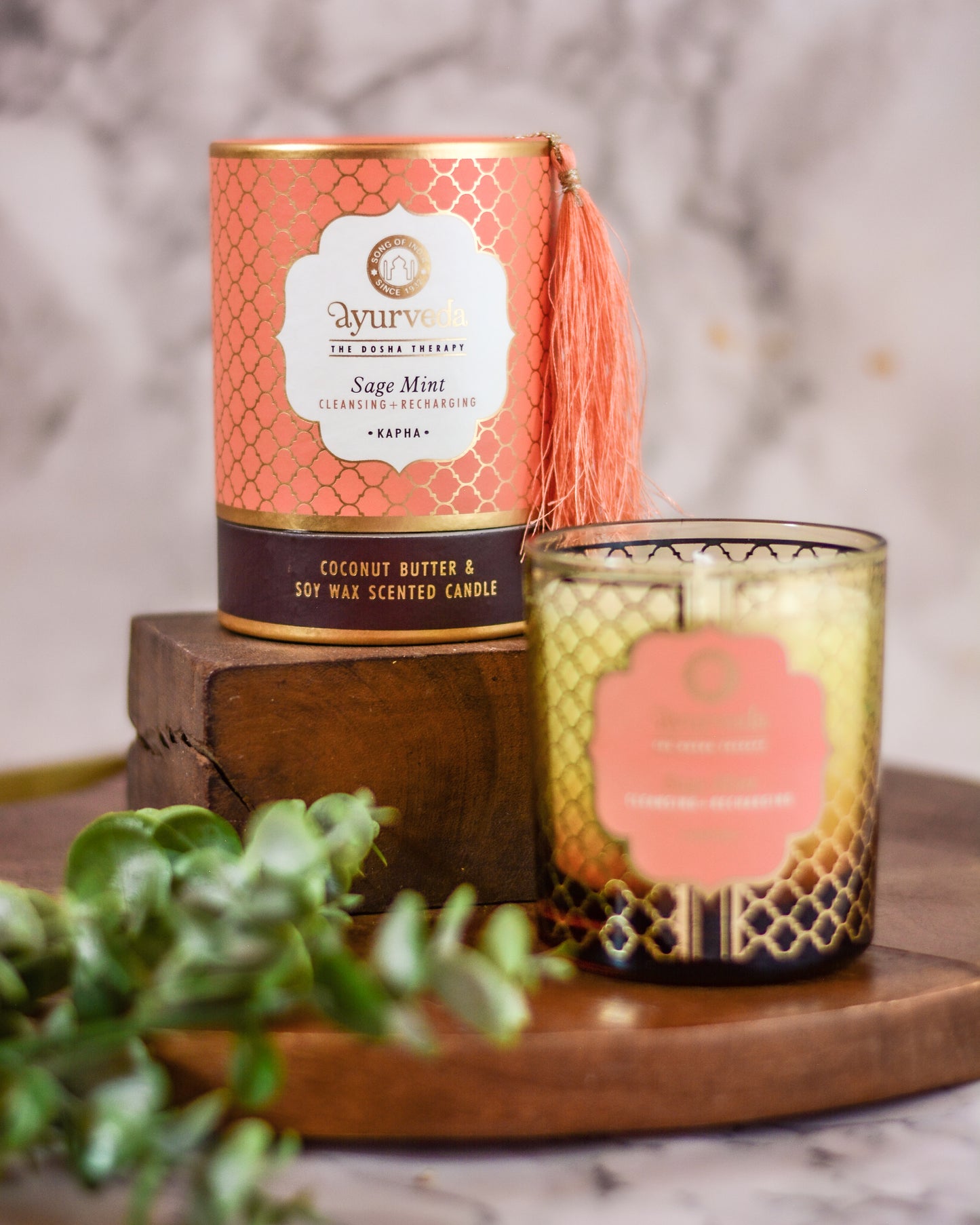 Vela Ayurveda en Vidrio Ámbar - Cera De Soja & Coco (Edición Limitada)