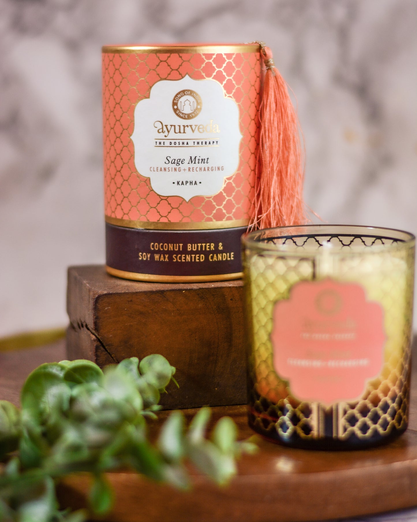 Vela Ayurveda en Vidrio Ámbar - Cera De Soja & Coco (Edición Limitada)