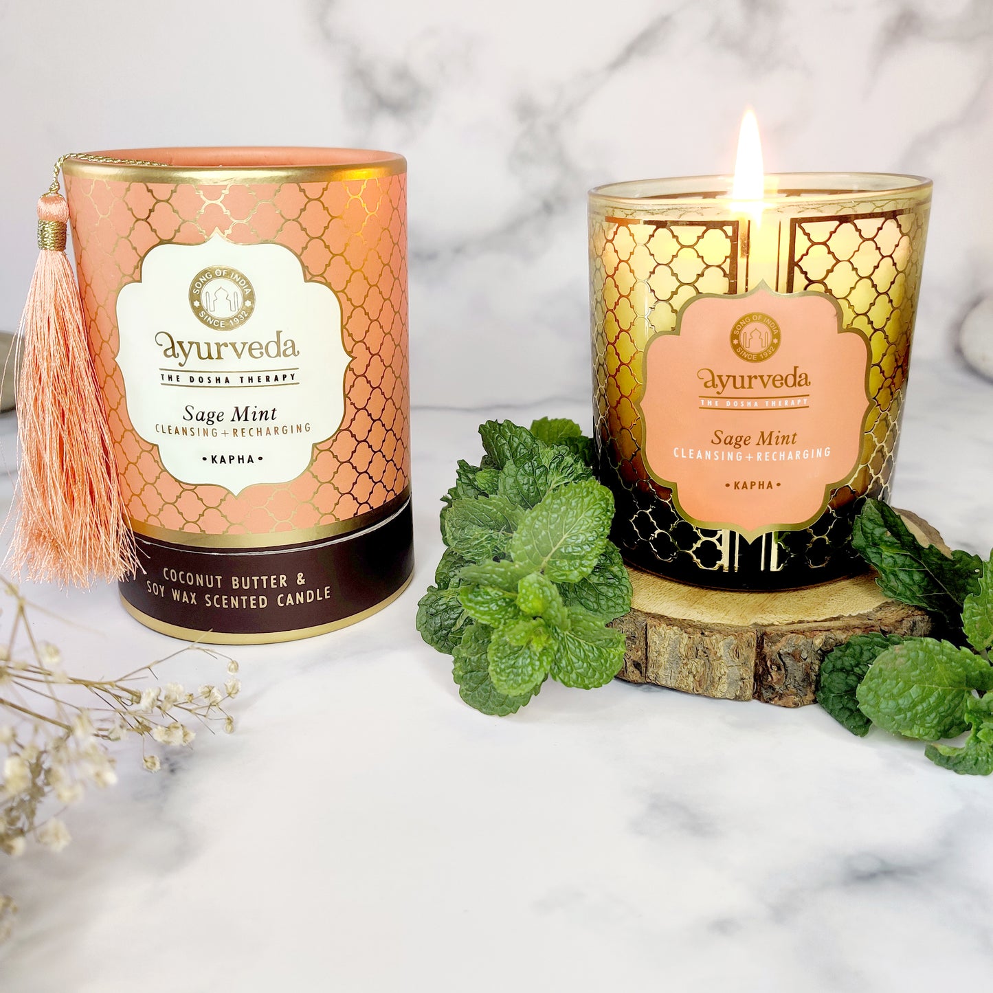 Vela Ayurveda en Vidrio Ámbar - Cera De Soja & Coco (Edición Limitada)