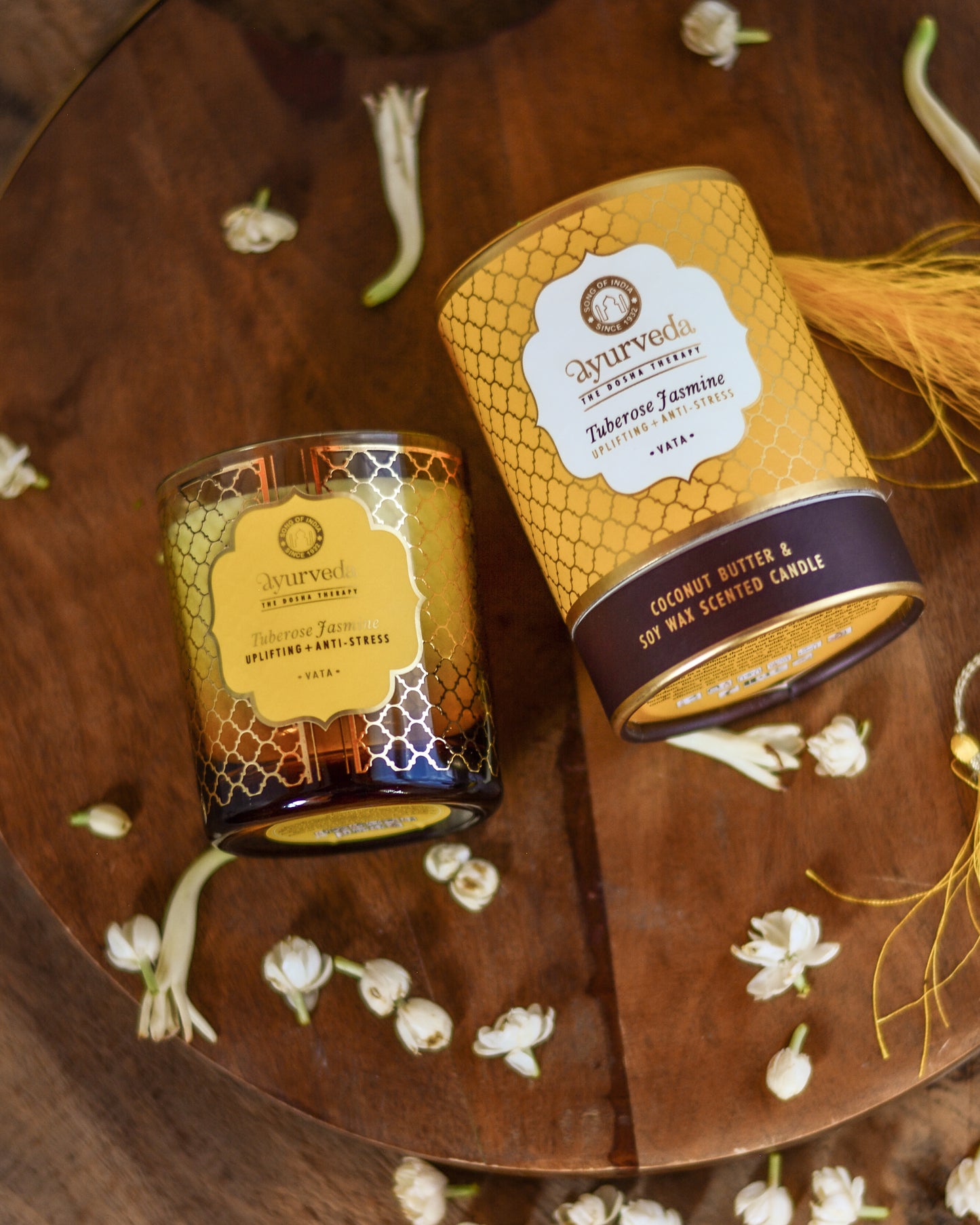 Vela Ayurveda en Vidrio Ámbar - Cera De Soja & Coco (Edición Limitada)