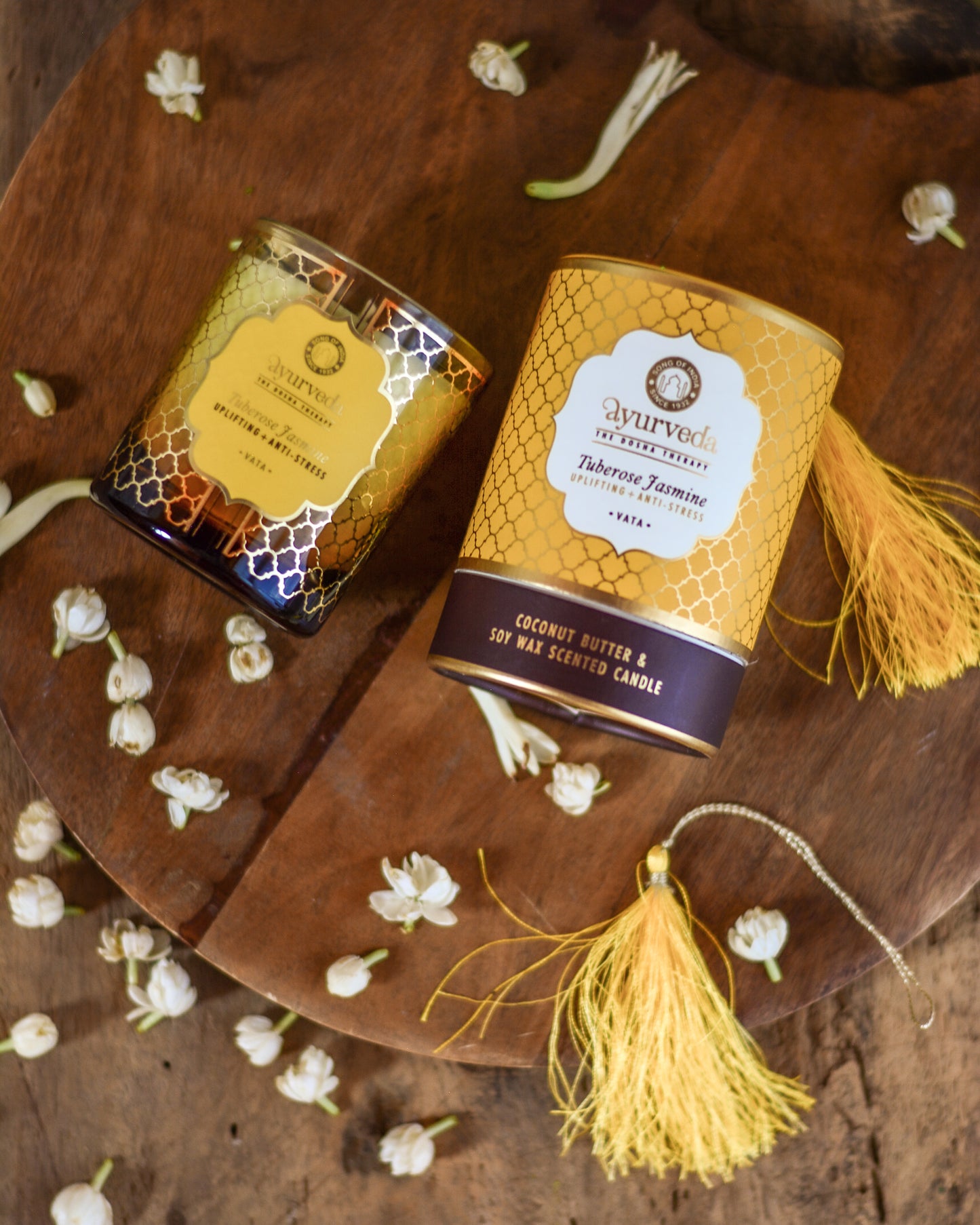 Vela Ayurveda en Vidrio Ámbar - Cera De Soja & Coco (Edición Limitada)