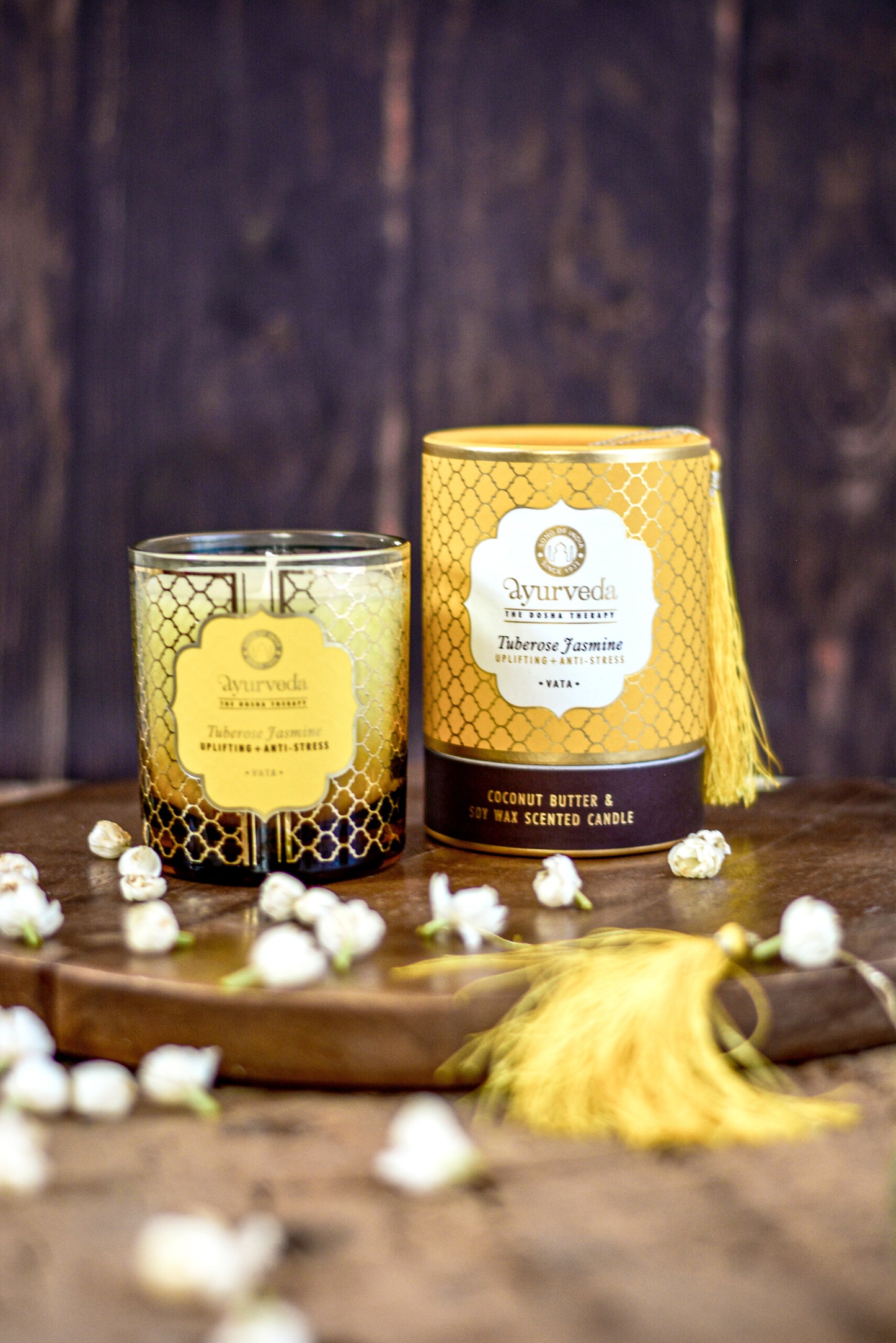 Vela Ayurveda en Vidrio Ámbar - Cera De Soja & Coco (Edición Limitada)