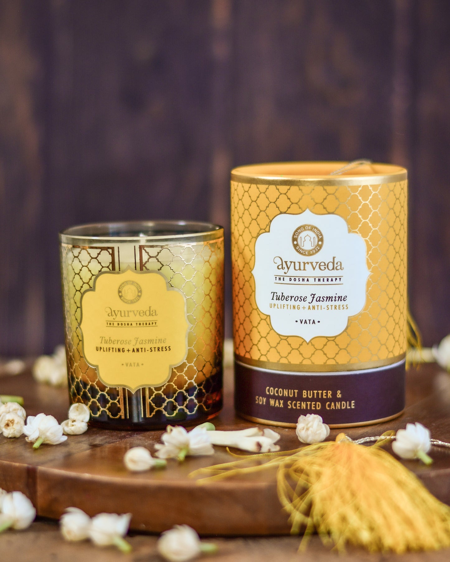 Vela Ayurveda en Vidrio Ámbar - Cera De Soja & Coco (Edición Limitada)