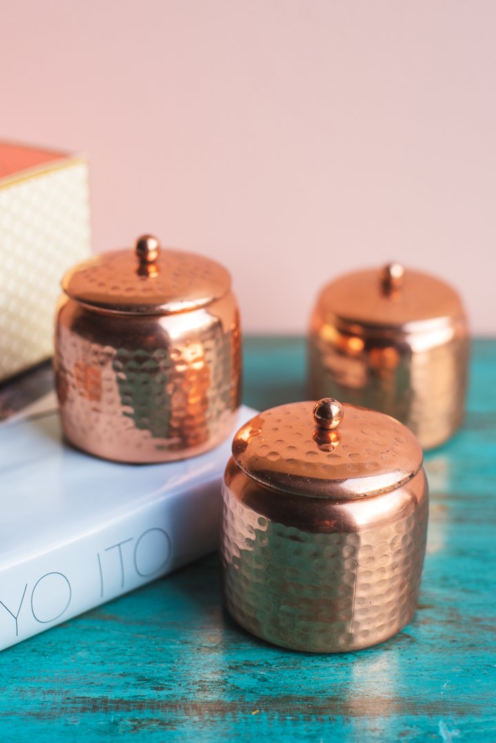 Set de Regalo Ayurveda: Trío de Velas en Cobre - Cera de Soja & Coco (Edición Lujo)