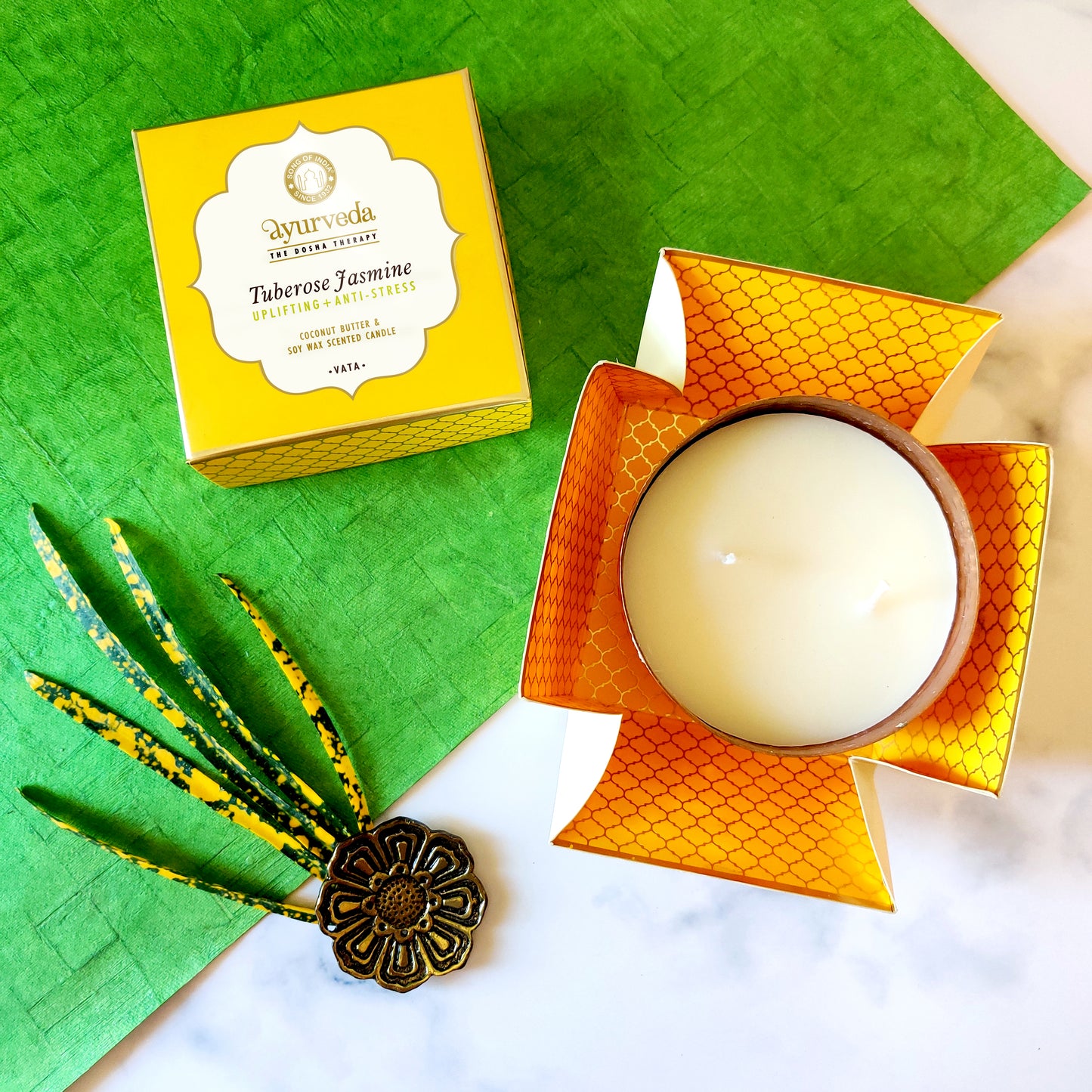 Vela Ayurveda en Tarro de Cobre - Lujo & Aromaterapia - Cera de Soja & Coco (Edición Limitada)