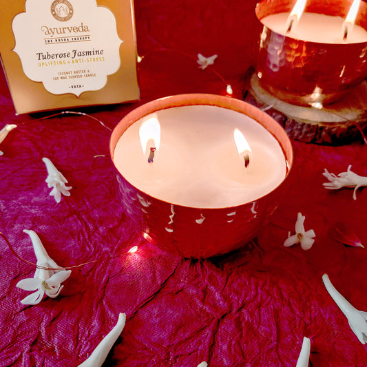 Vela Ayurveda en Tarro de Cobre - Lujo & Aromaterapia - Cera de Soja & Coco (Edición Limitada)