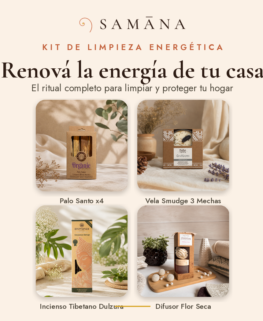 Kit de Limpieza Energética para tu Hogar | Palo Santo + Vela Smudge + Incienso + Difusor
